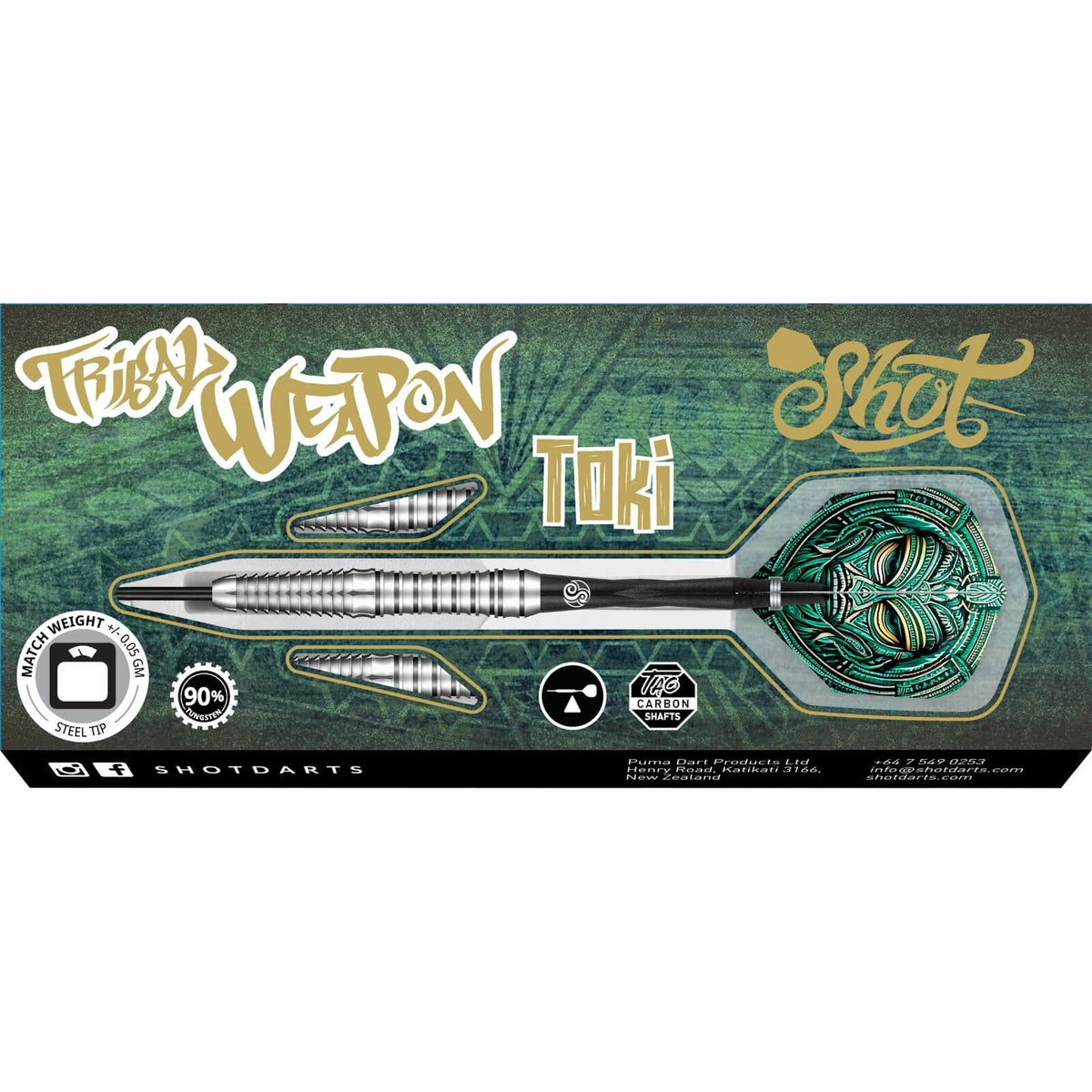 Darts - Shot - Tribal Weapon Toki Darts - Steel Tip - 90% Tungsten - 23g 24g 26g 28g