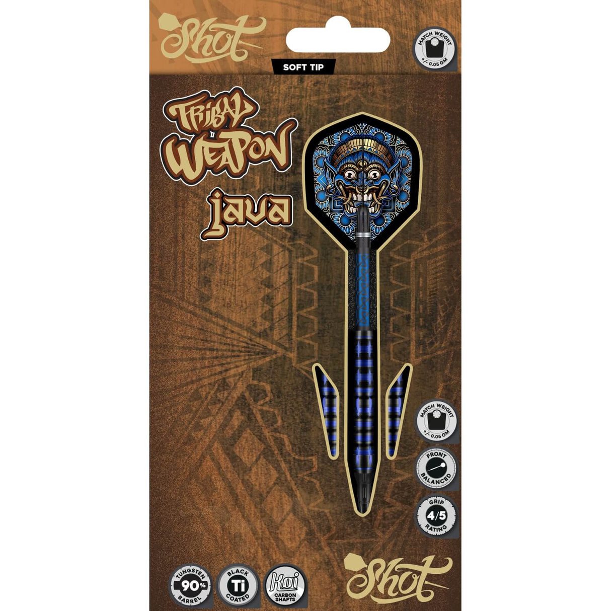 Shot - Tribal Weapon Java Darts - Soft Tip - 90% Tungsten - 18g 20g -