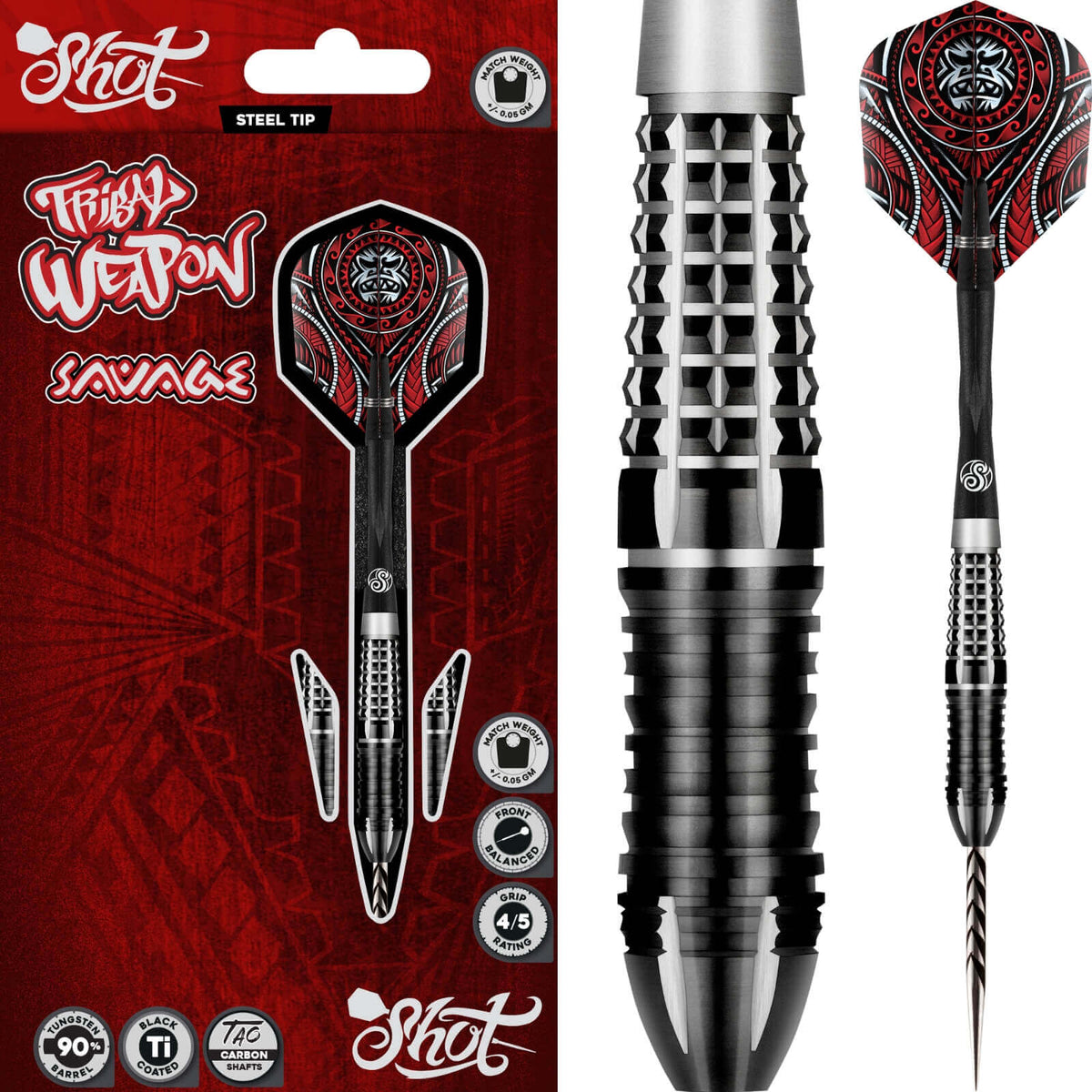 Shot - Tribal Weapon Savage Darts - 90% Tungsten - 22g 23g 24g 25g 26g