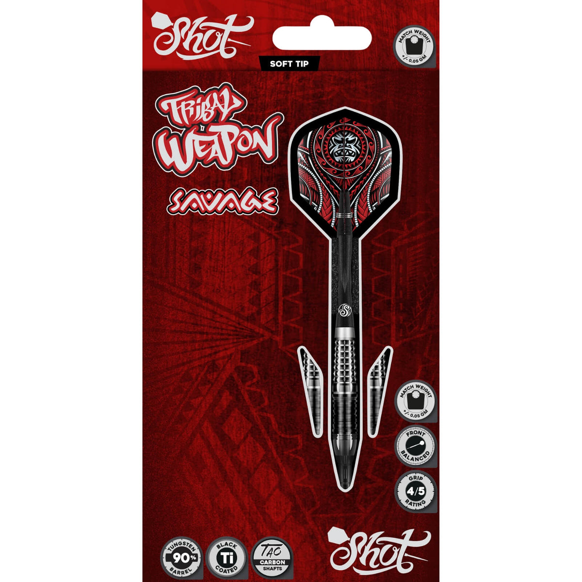 Shot - Tribal Weapon Savage Darts - Soft Tip - 90% Tungsten - 18g 20g