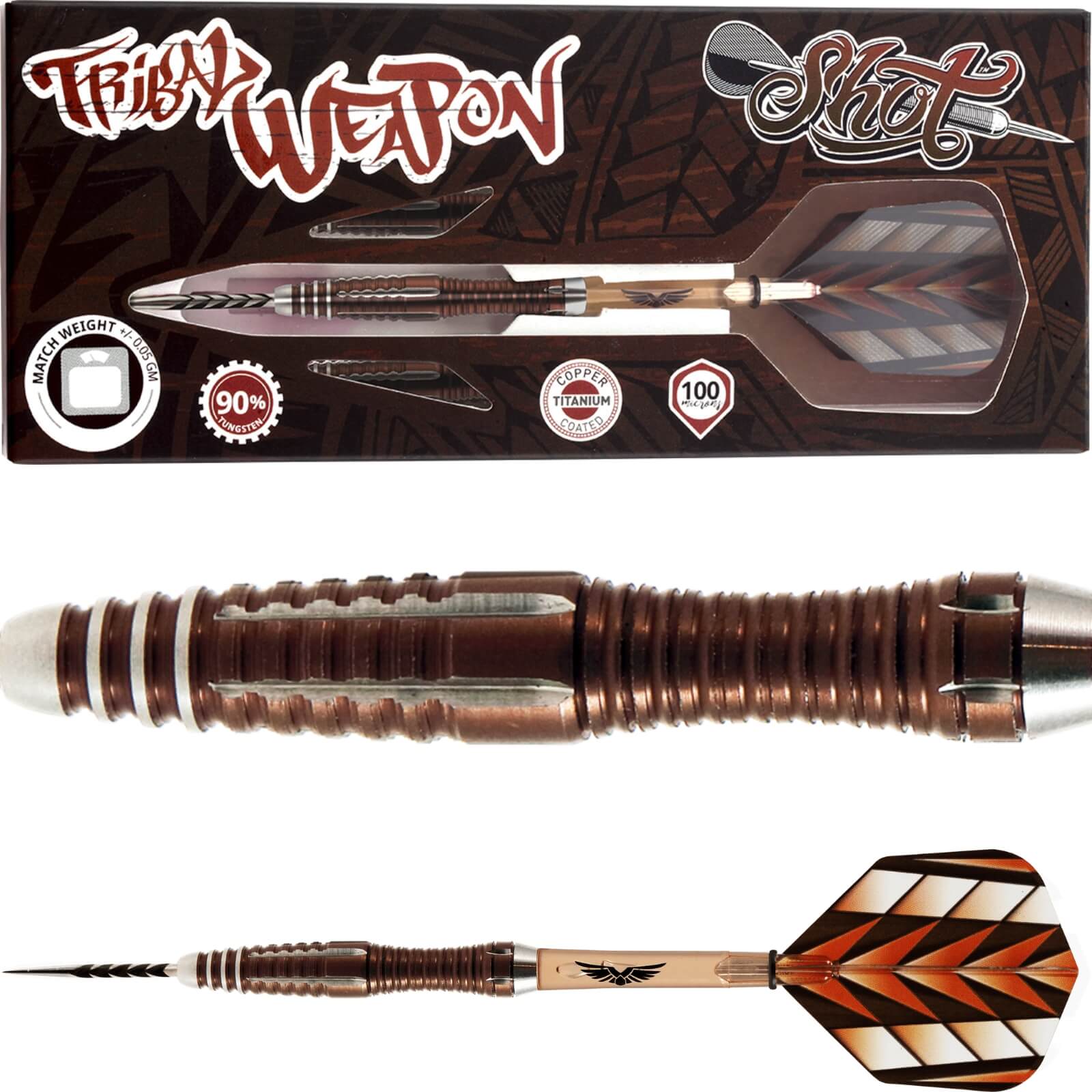 Darts - Shot - Tribal Weapon Series 1 Darts - Steel Tip - 90% Tungsten - 23g 25g 