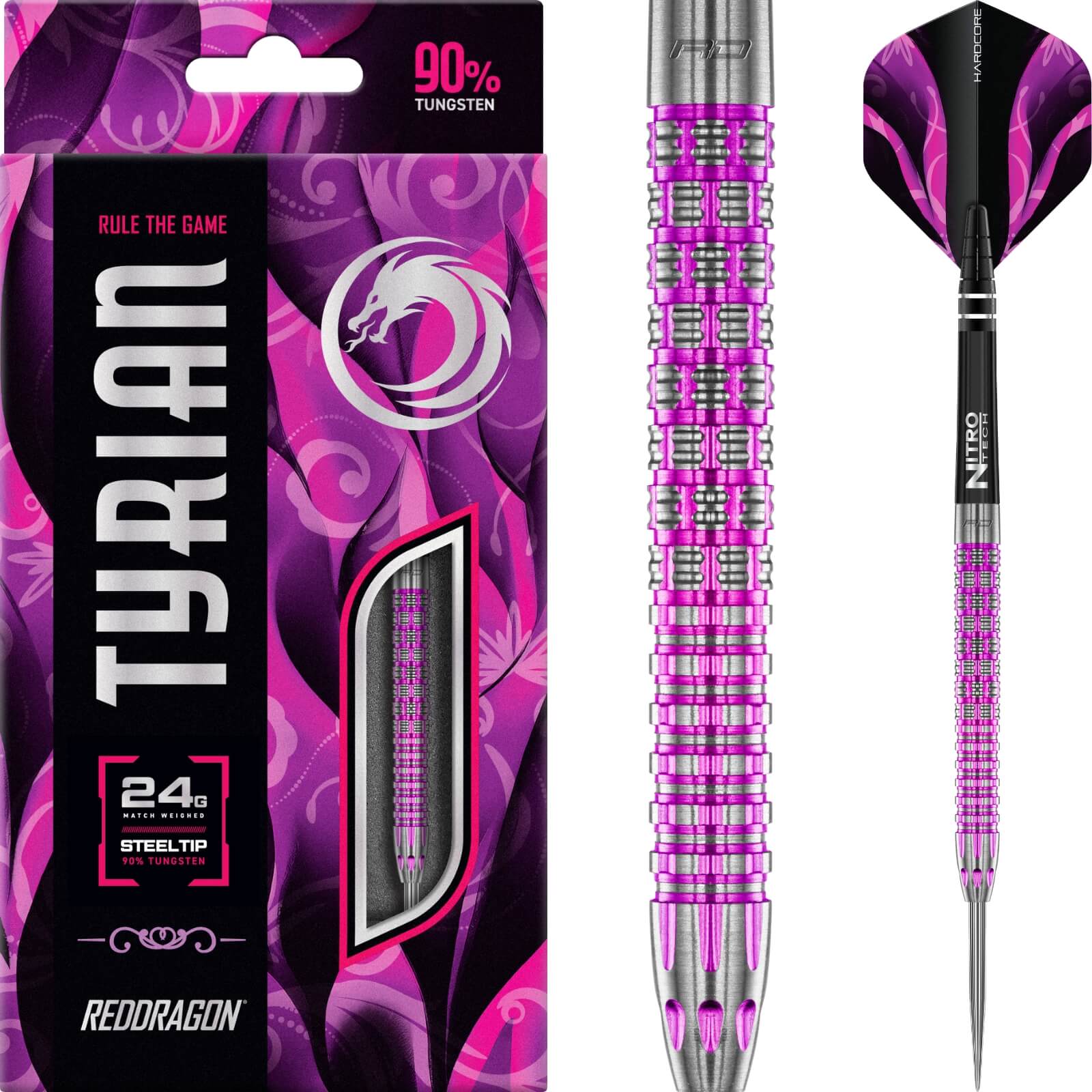 Darts - Red Dragon - Tyrian Darts - Steel Tip - 90% Tungsten - 22g 24g