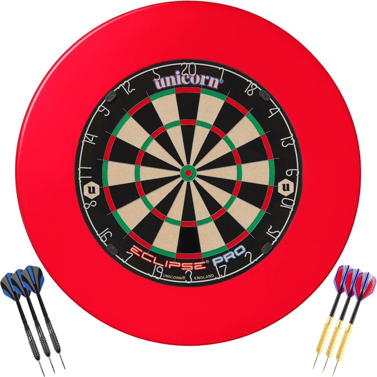 Unicorn - Eclipse Pro Dartboard & Surround Ready to Play Bundle - Red