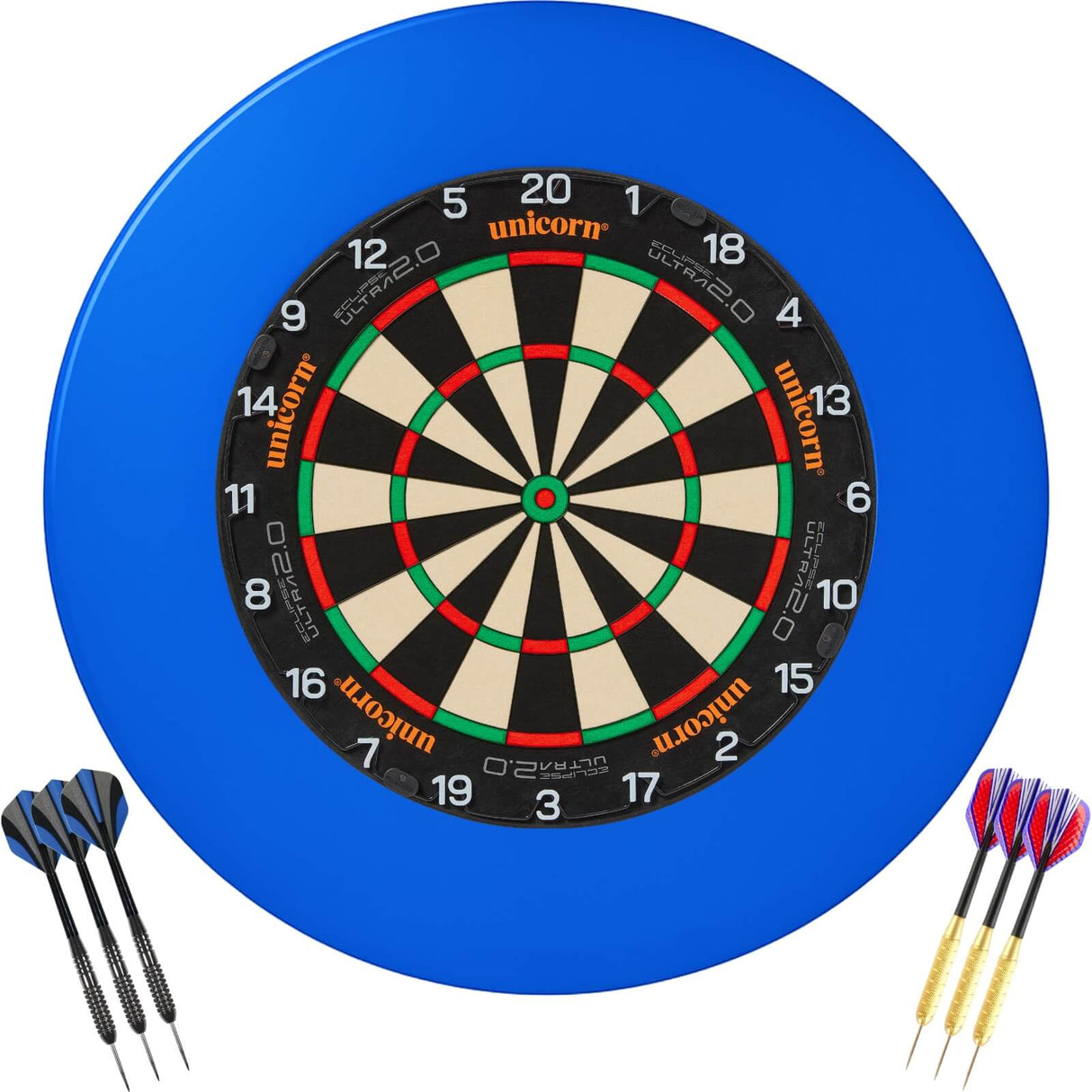 Unicorn - Eclipse Ultra 2.0 Dartboard & Surround Ready to Play Bundle - Blue