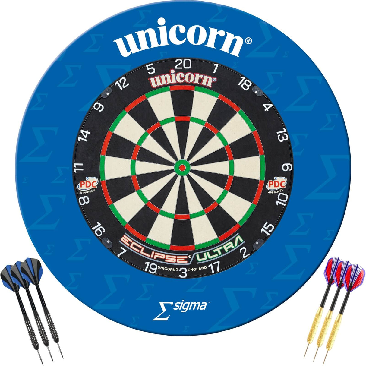 Unicorn - Eclipse Ultra Dartboard & Surround Ready to Play Bundle - Sigma