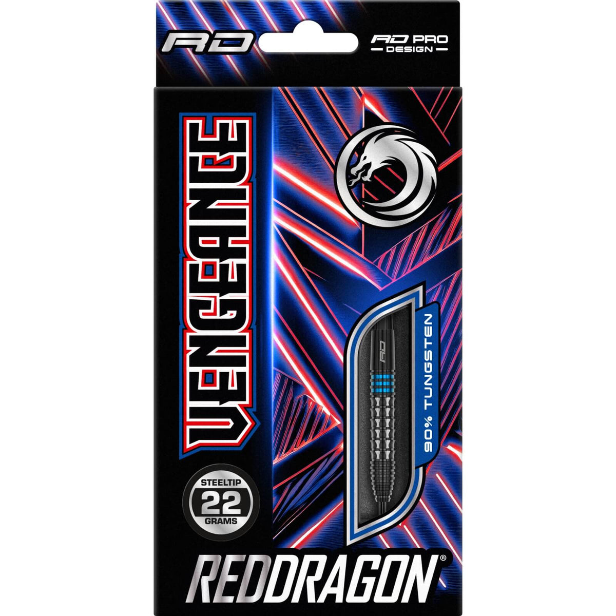 Darts - Red Dragon - Vengeance Blue Darts - Steel Tip - 90% Tungsten - 22g 24g 