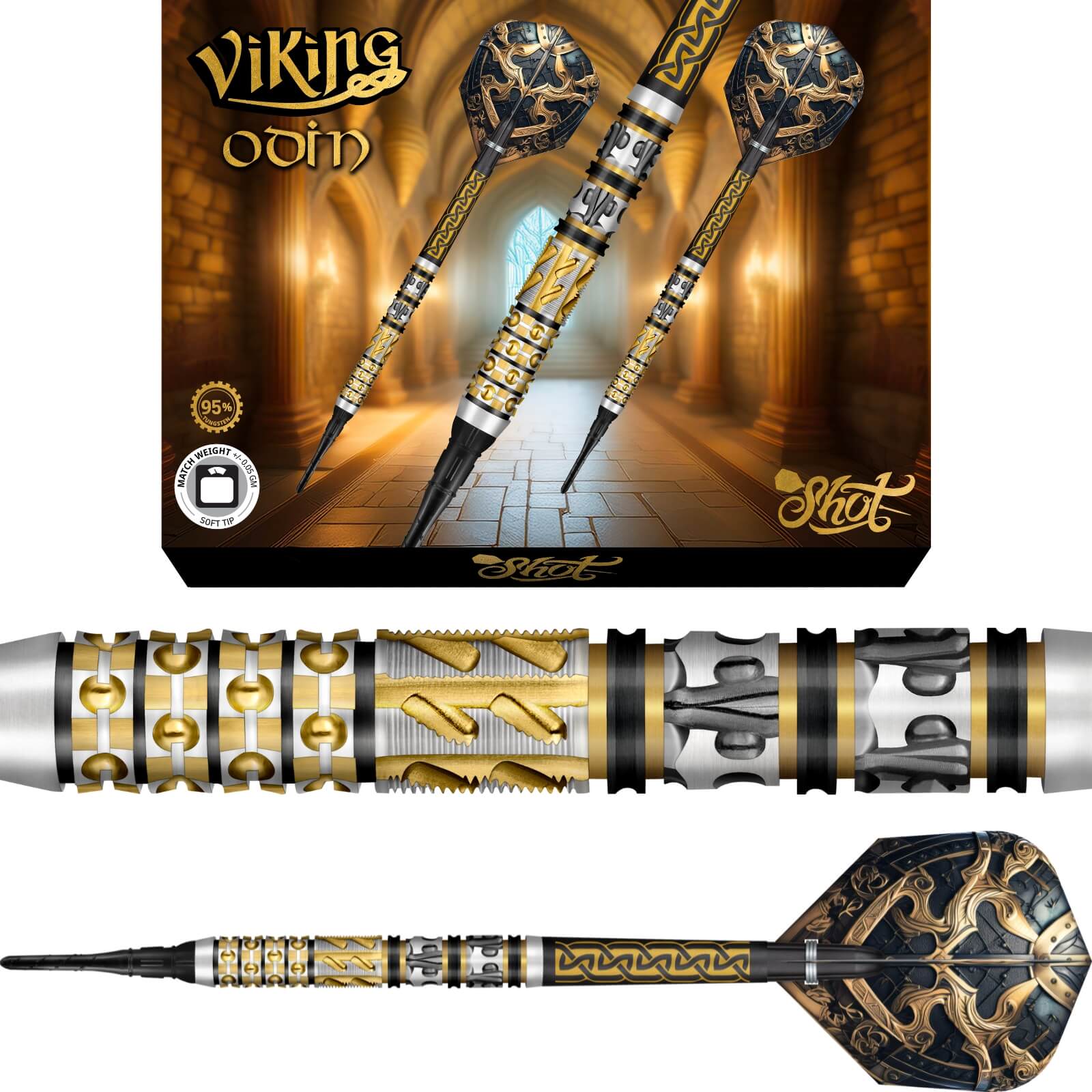 Darts - Shot - Viking Odin Darts - Soft Tip - 95% Tungsten - 20g