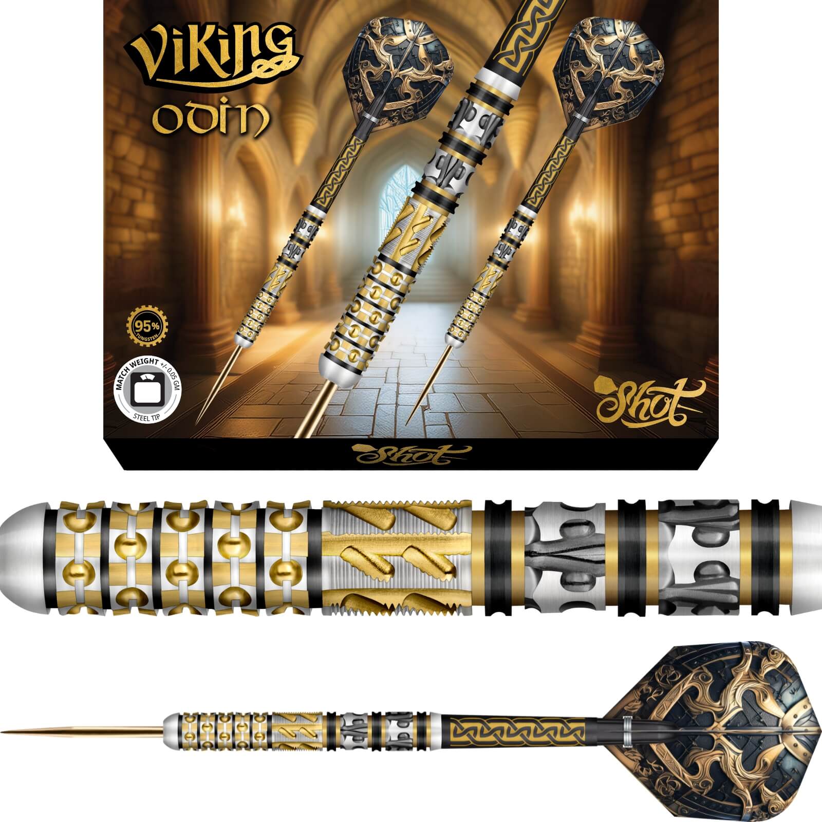 Darts - Shot - Viking Odin Darts - Steel Tip - 95% Tungsten - 23g 24g 25g