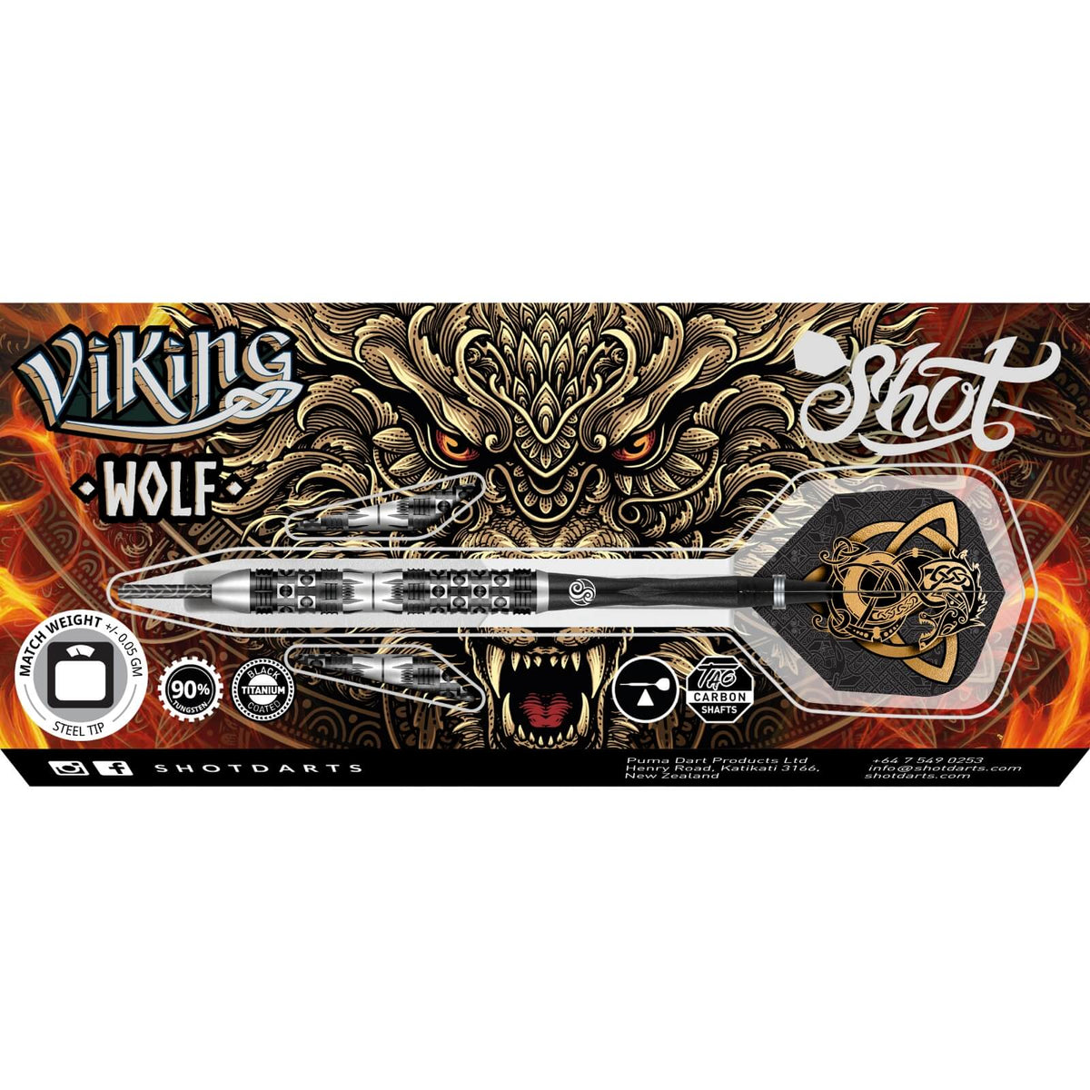 Darts - Shot - Viking Wolf Darts - Steel Tip - 90% Tungsten - 23g 24g 25g 