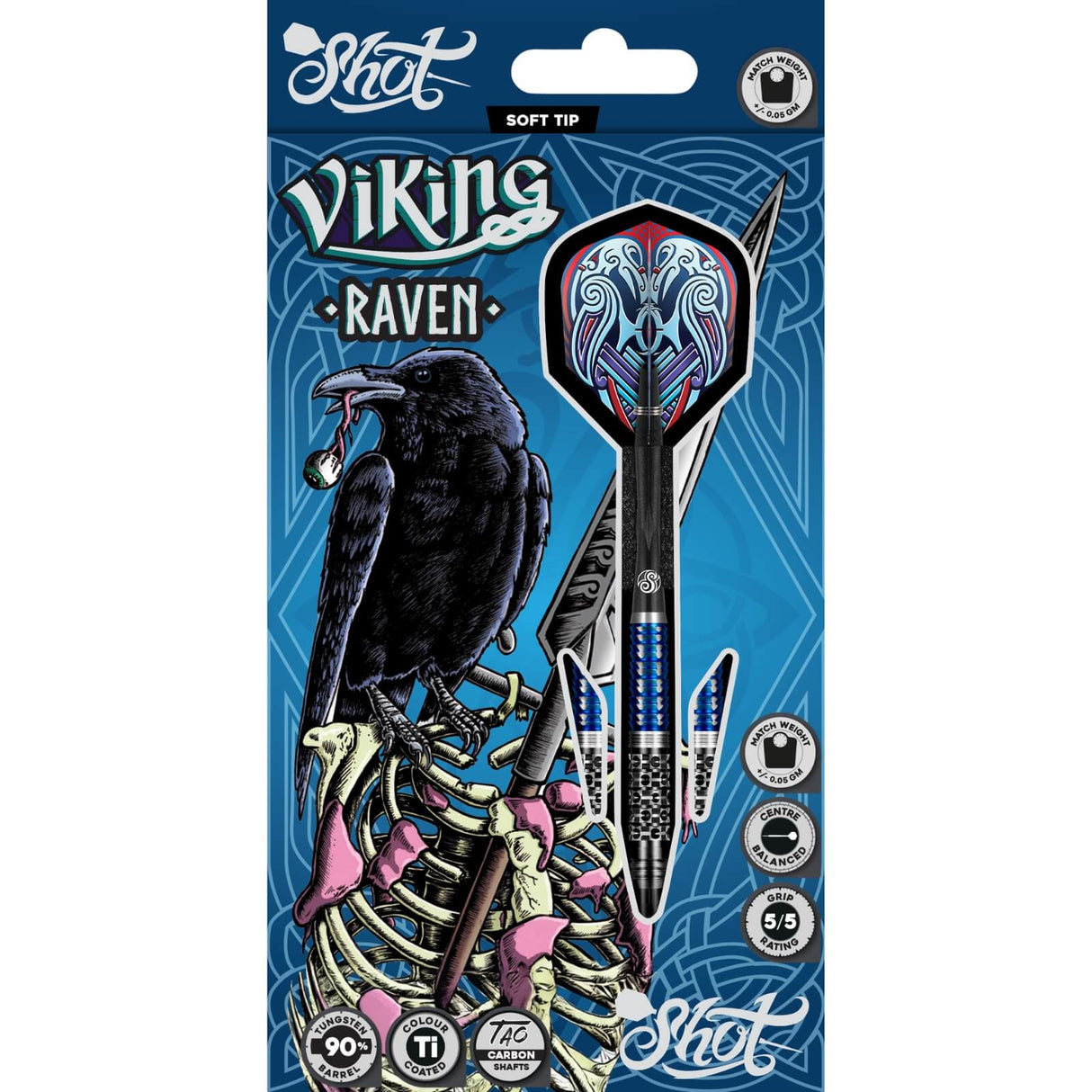 Shot - Viking Raven Darts - Soft Tip - 90% Tungsten - 18g -