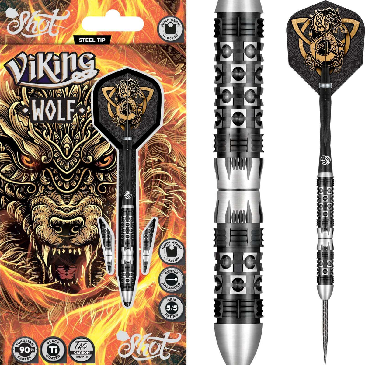 Shot - Viking Wolf Darts - 90% Tungsten - 23g 24g 25g