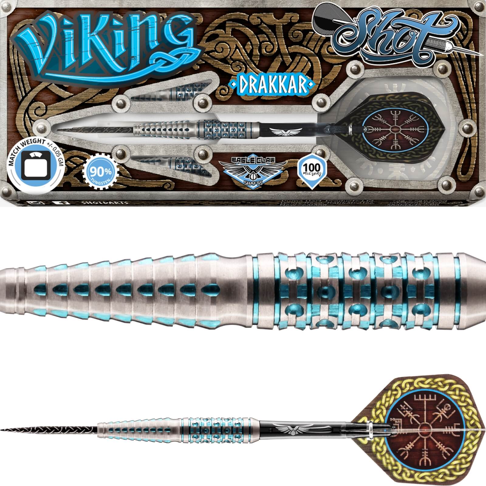 Darts - Shot - Viking Drakkar Darts - Steel Tip - 90% Tungsten - 23g 25g 27g 