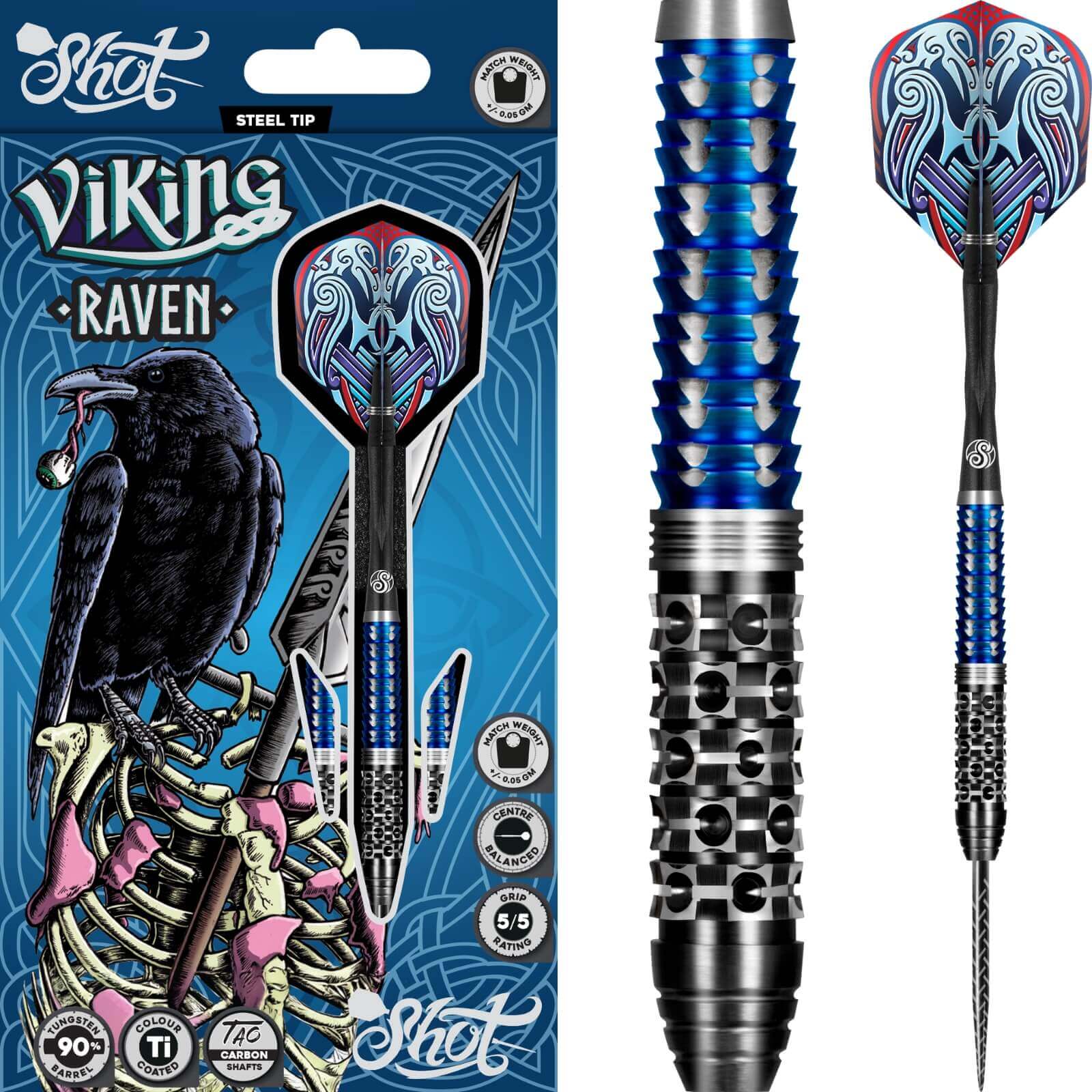 Shot - Viking Raven Darts - 90% Tungsten - 23g 24g 25g