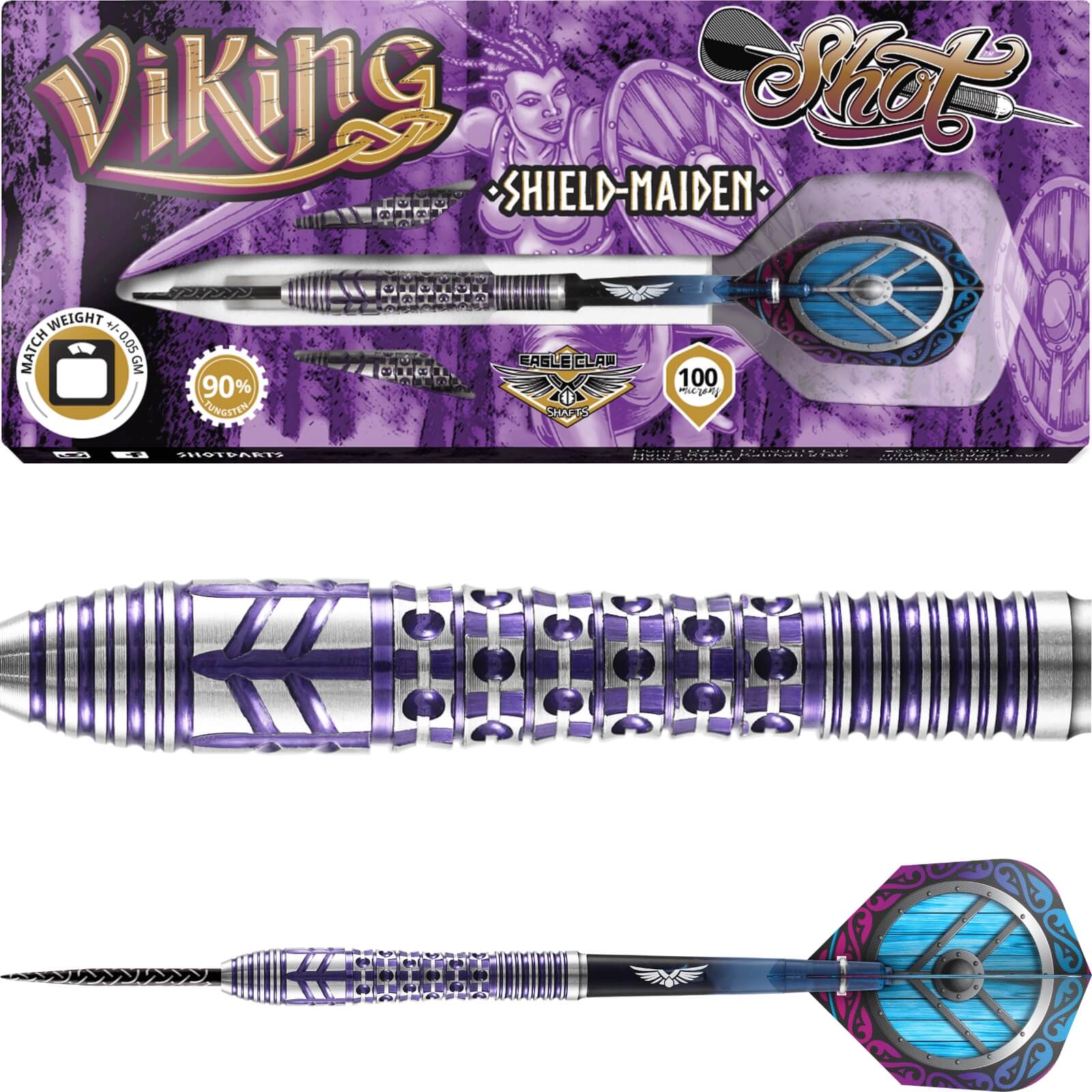 Darts - Shot - Viking Shield-Maiden Darts - Steel Tip - 90% Tungsten - 23g 24g 25g 27g 