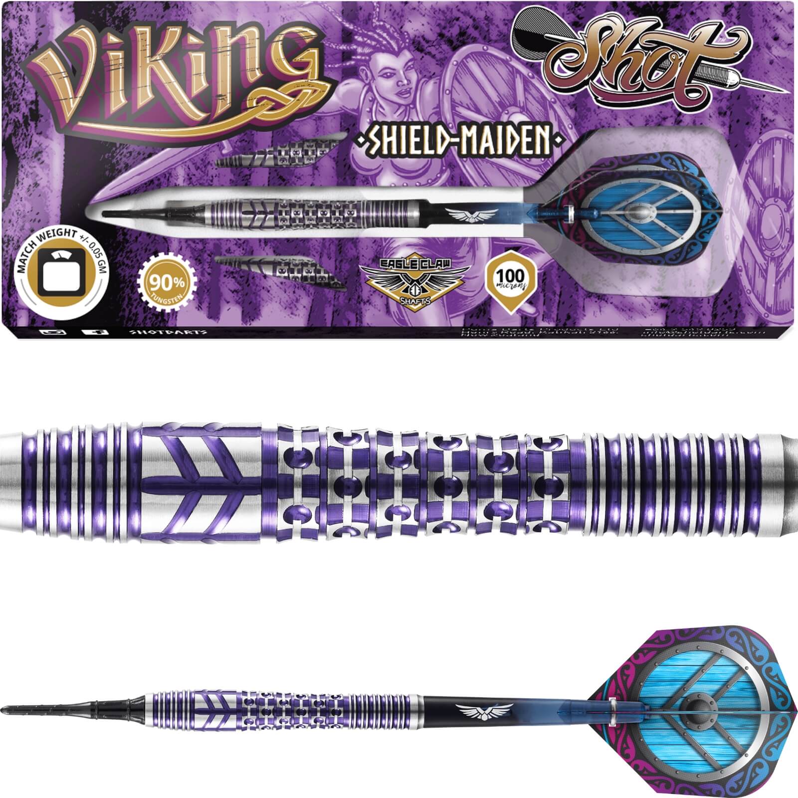 Darts - Shot - Viking Shield Maiden Darts - Soft Tip - 90% Tungsten - 18g 20g 22g 