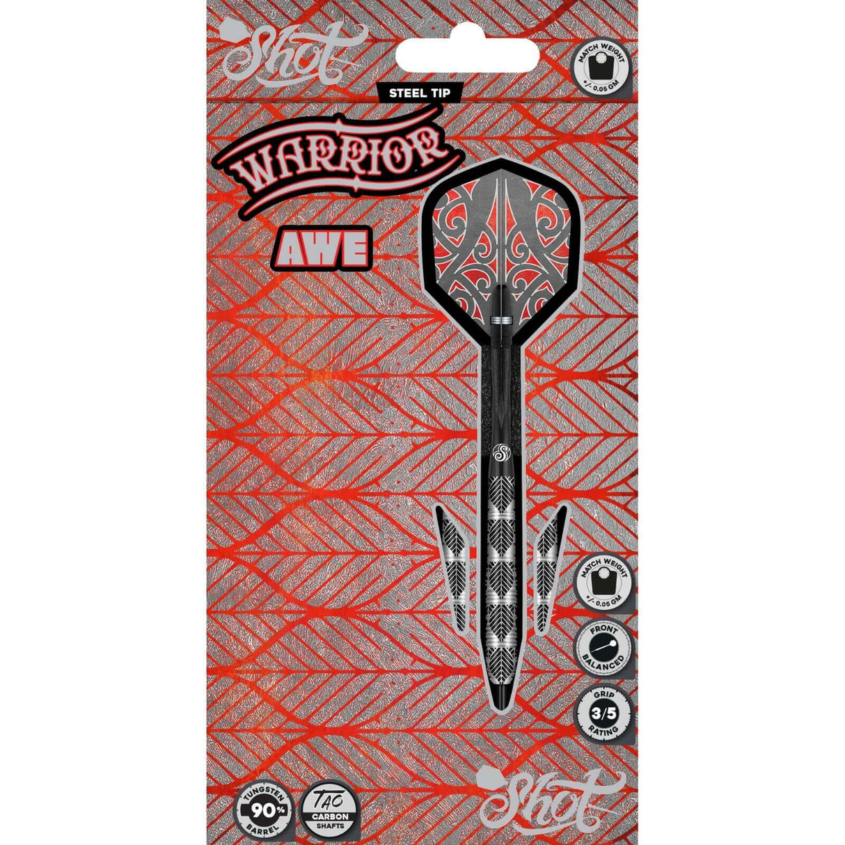 Shot - Warrior Awe Darts - 90% Tungsten - 22g 23g 24g 26g -