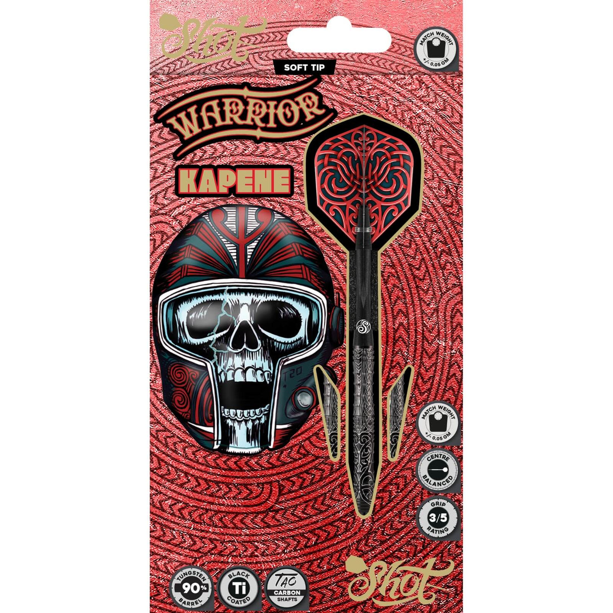 Shot - Warrior Kapene Darts - Soft Tip - 90% Tungsten - 20g -