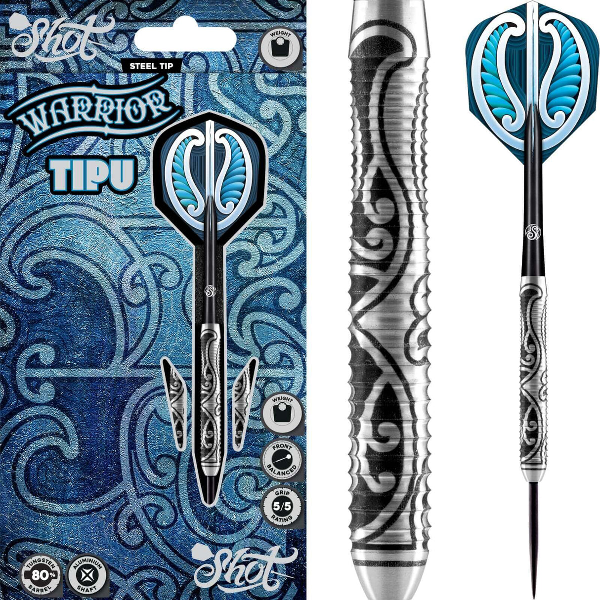 Shot - Warrior Tipu Darts - 80% Tungsten - 21g 23g 25g -