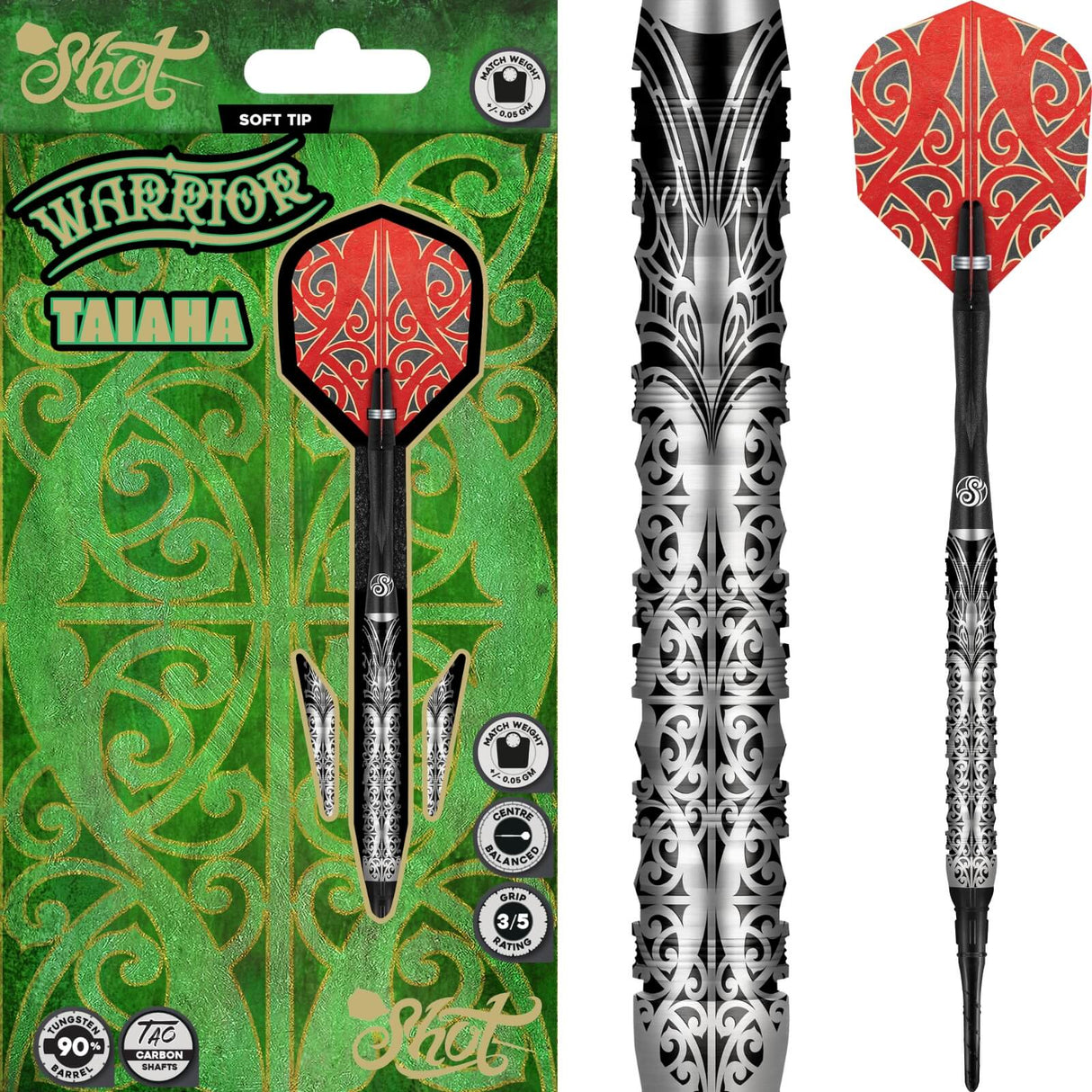 Shot - Warrior Taiaha Darts - Soft Tip - 90% Tungsten - 18g 20g -