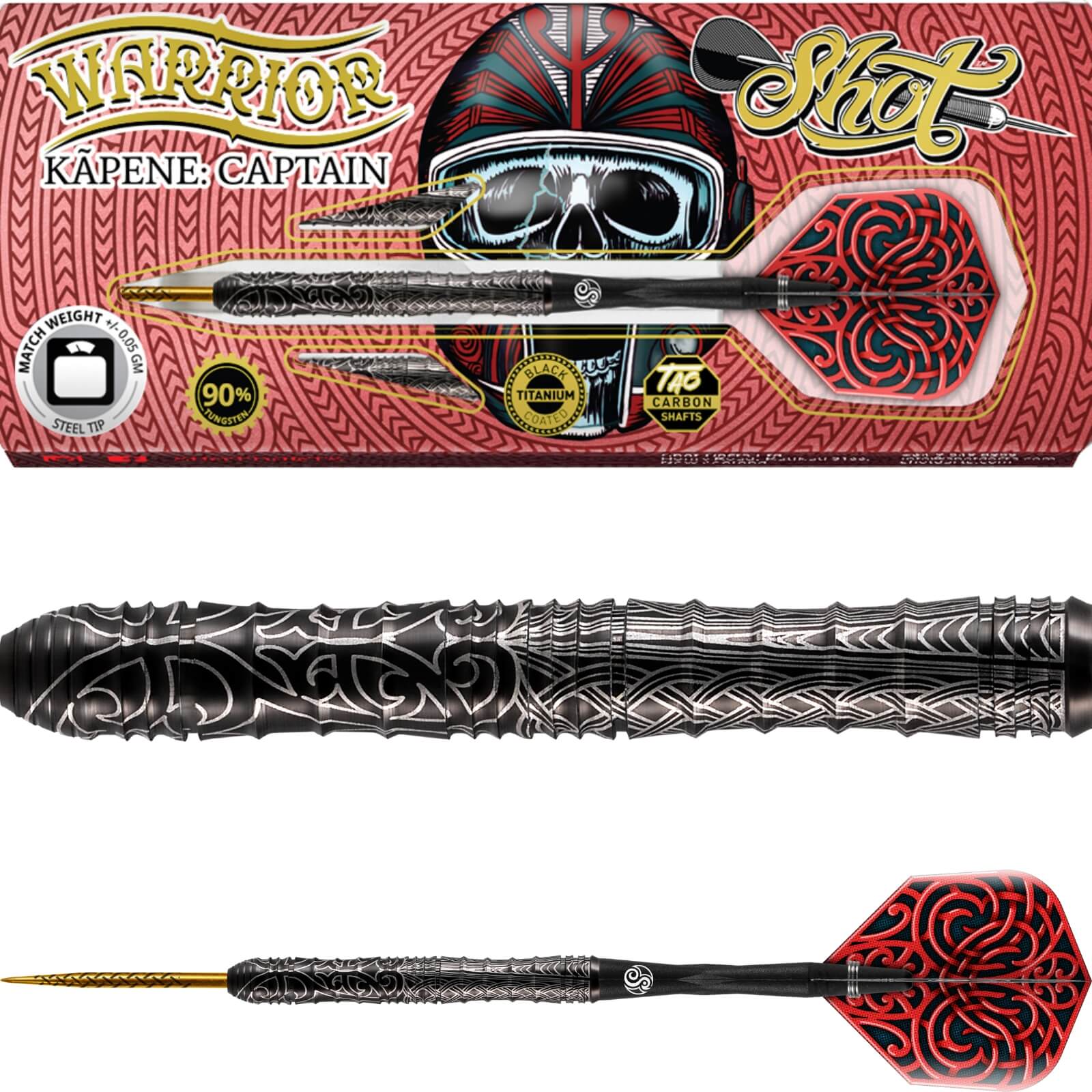 Darts - Shot - Warrior Kapene Darts - Steel Tip - 90% Tungsten - 22g 23g 24g 25g 26g 