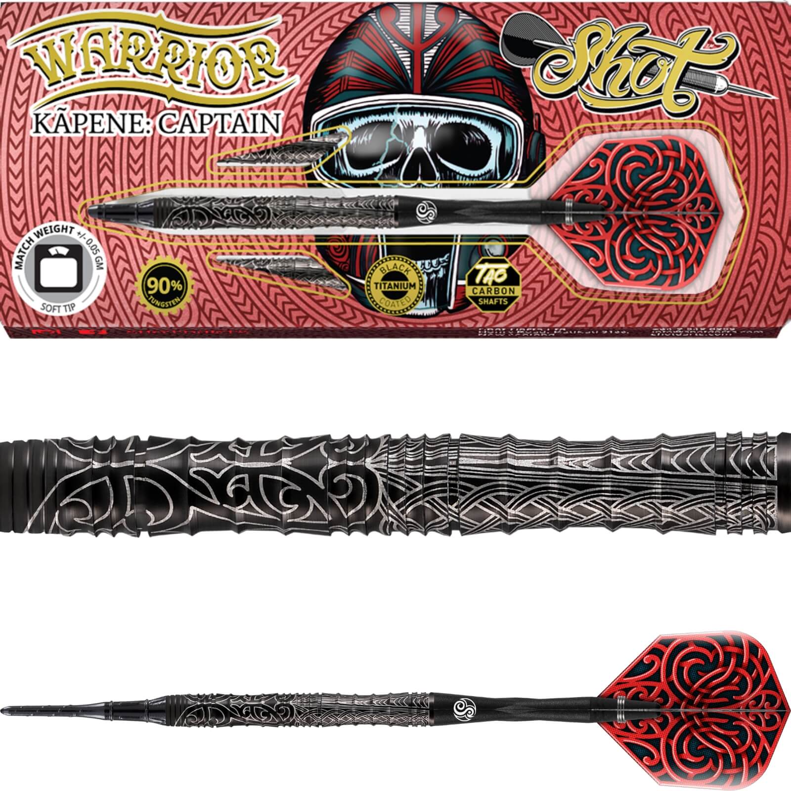 Darts - Shot - Warrior Kapene Darts - Soft Tip - 90% Tungsten - 18g 20g 