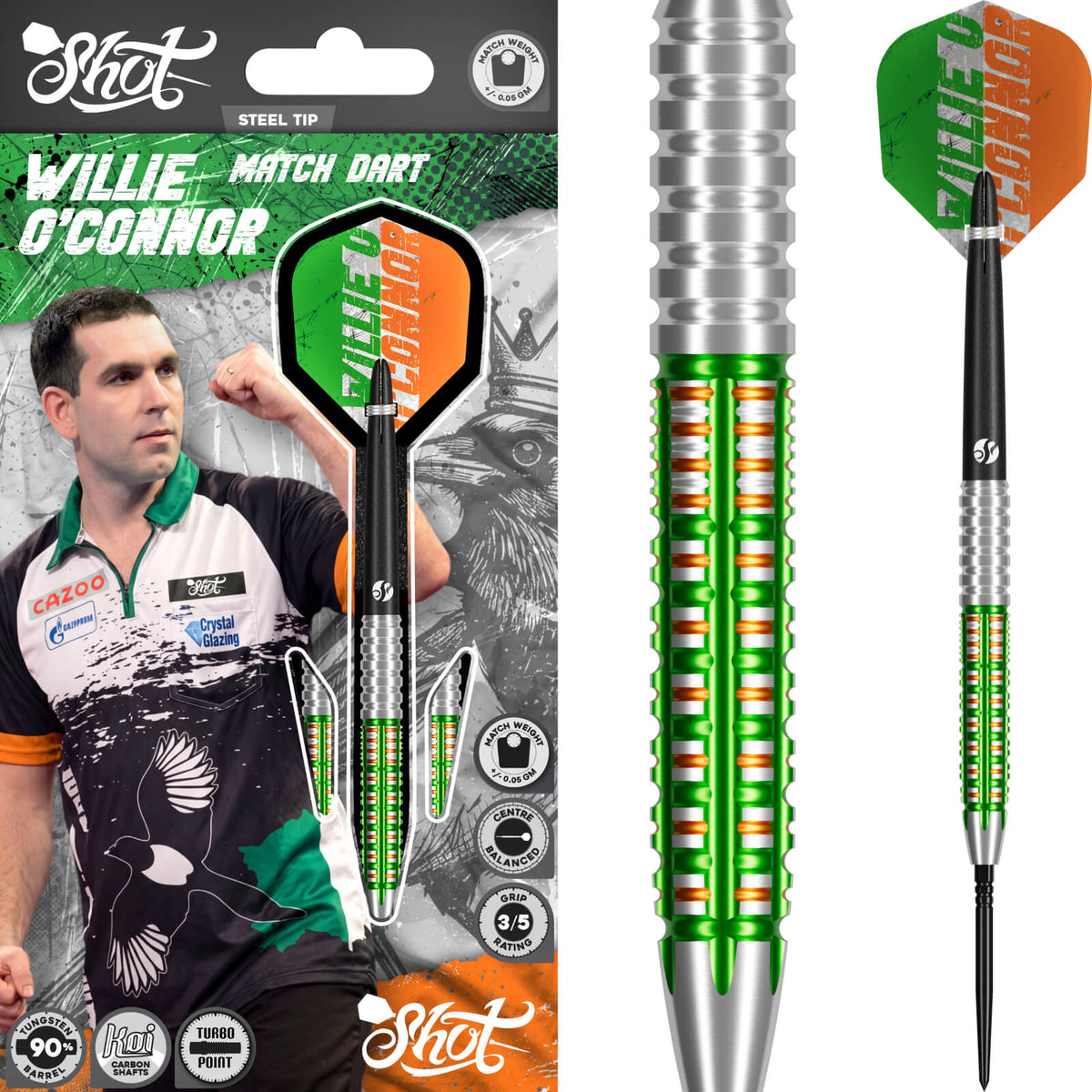 Shot - Willie O'Connor Darts - Turbo Point - 90% Tungsten - 23g 24g