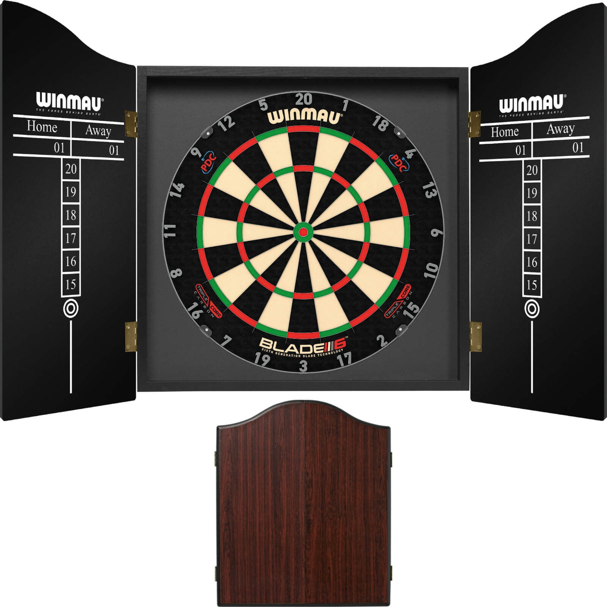 Winmau - Blade 6 Triple Core Dartboard & Cabinet Bundle - Rosewood