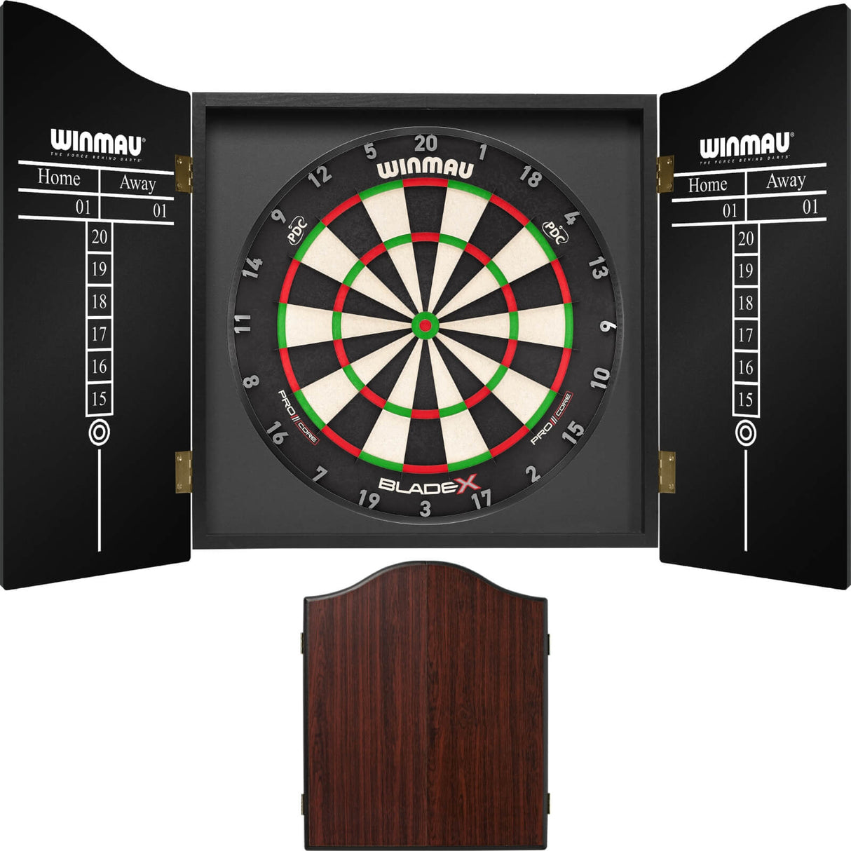 Winmau - Blade X Dartboard & Cabinet Bundle - Rosewood