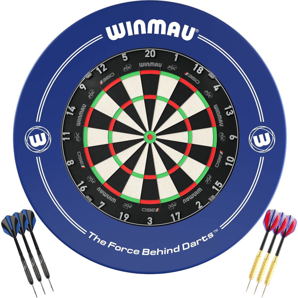 Winmau - Blade 360 Triple Core Dartboard & Surround Ready to Play Bundle - Blue