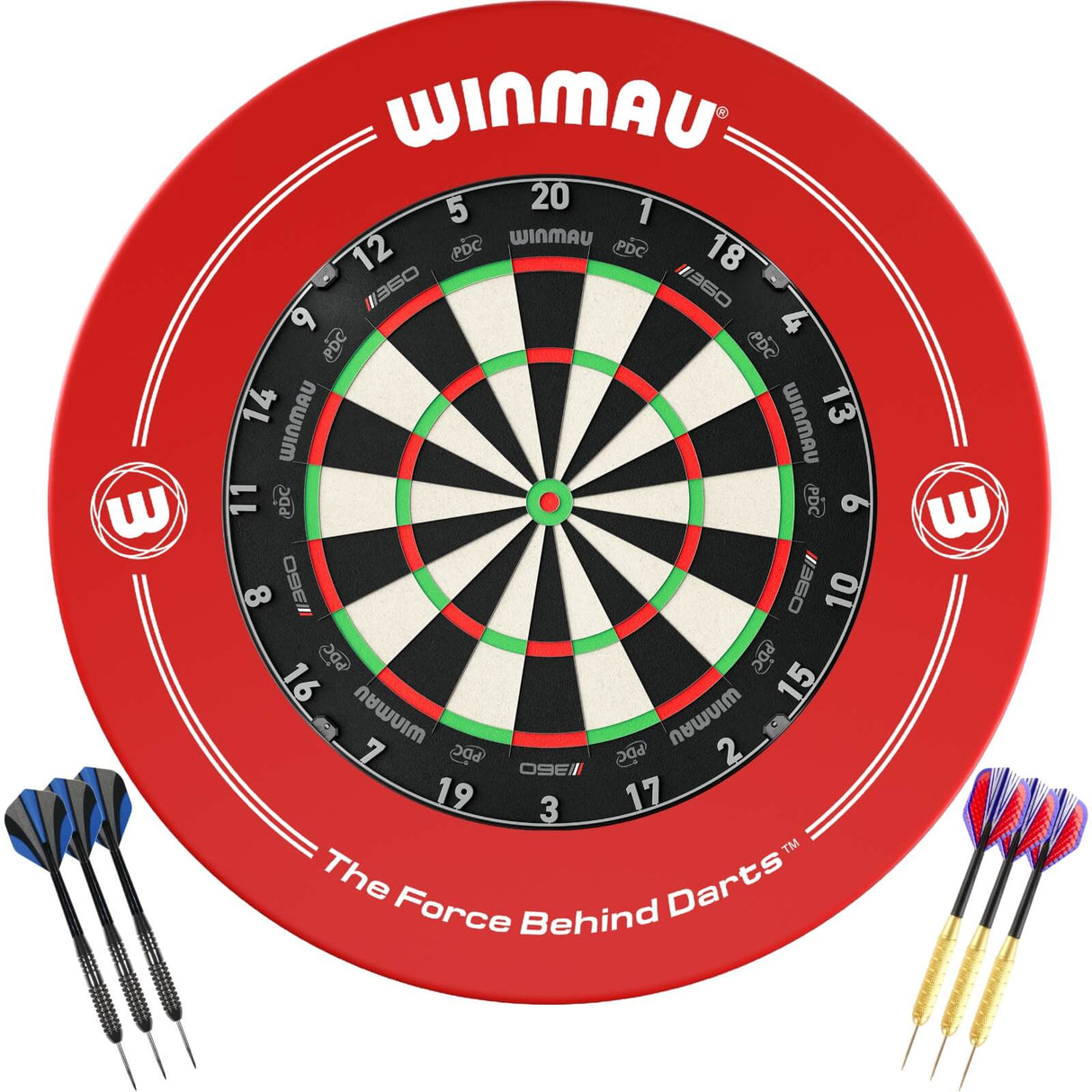 Winmau - Blade 360 Triple Core Dartboard & Surround Ready to Play Bundle - Red