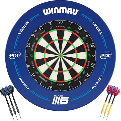 Winmau - Blade 360 Triple Core Dartboard & Blue PDC Surround Ready to Play Bundle -