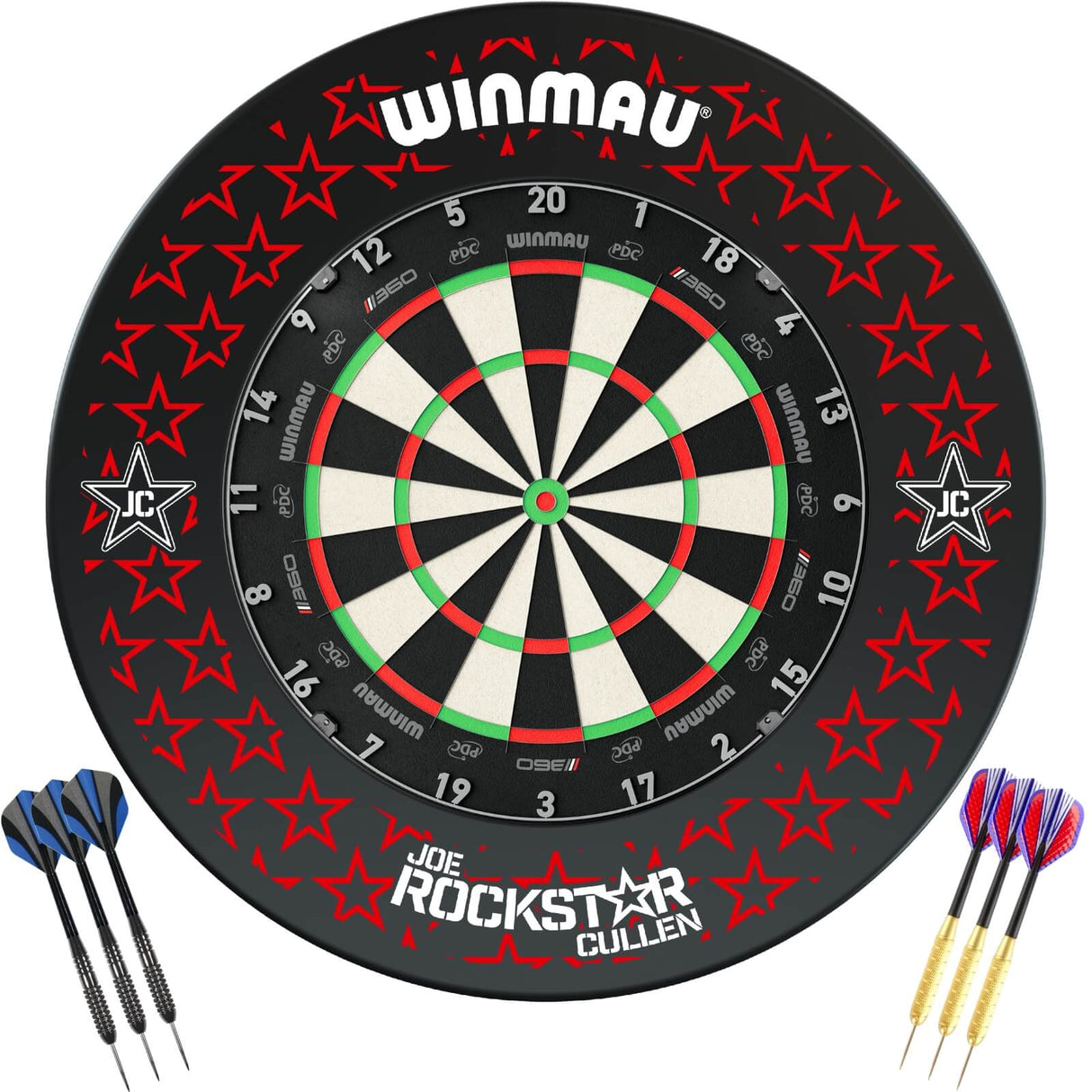Winmau - Blade 360 Triple Core Dartboard & Joe Cullen Surround Ready to Play Bundle -