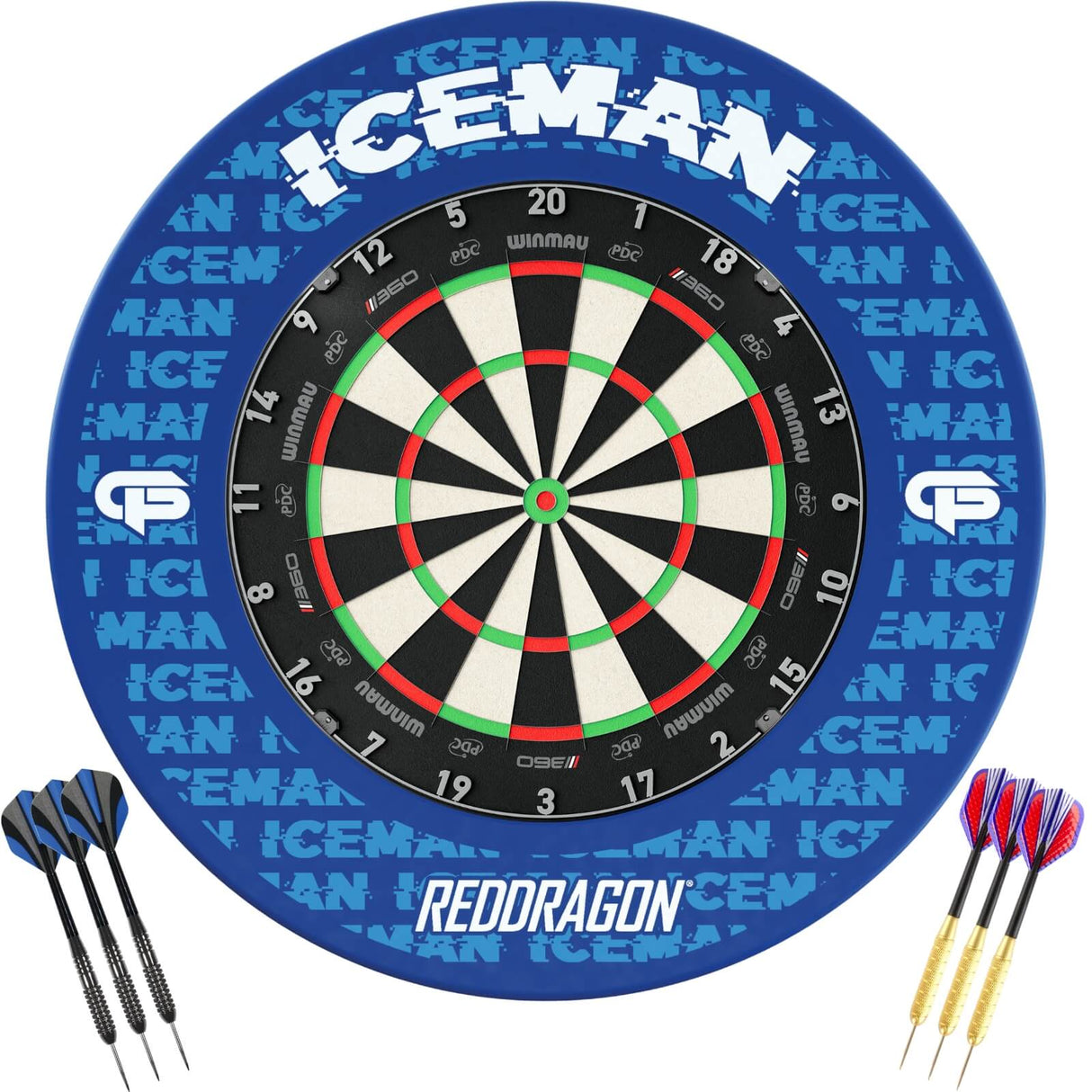 Winmau - Blade 360 Triple Core Dartboard & Player Edition Surround Ready to Play Bundle - Gerwyn Price