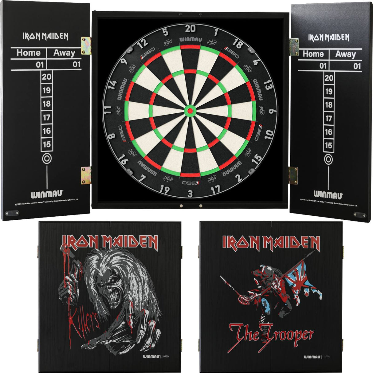 Winmau - Blade 360 Triple Core Dartboard & Iron Maiden Cabinet Bundle -