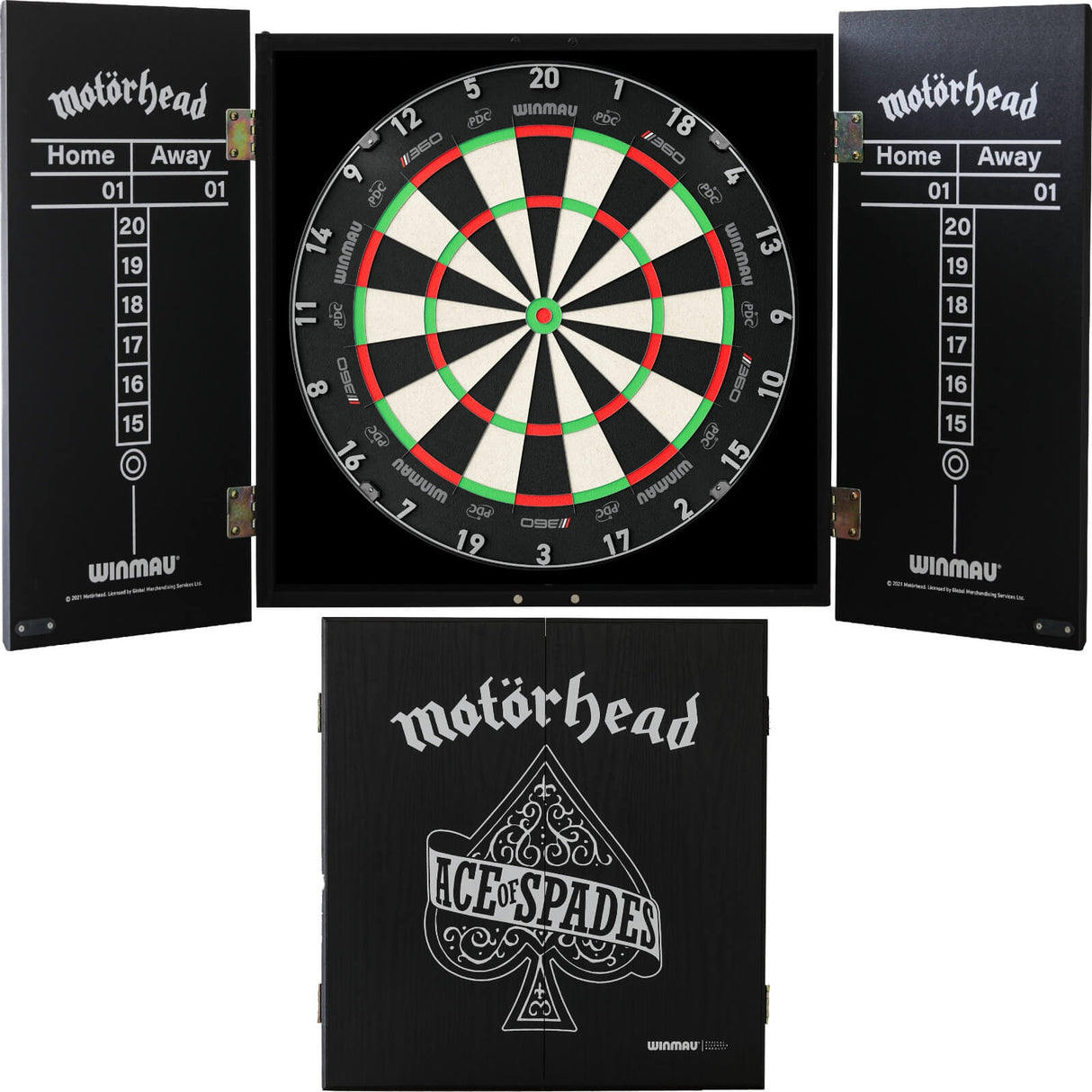 Winmau - Blade 360 Triple Core Dartboard & Motörhead Cabinet Bundle - Ace of Spades