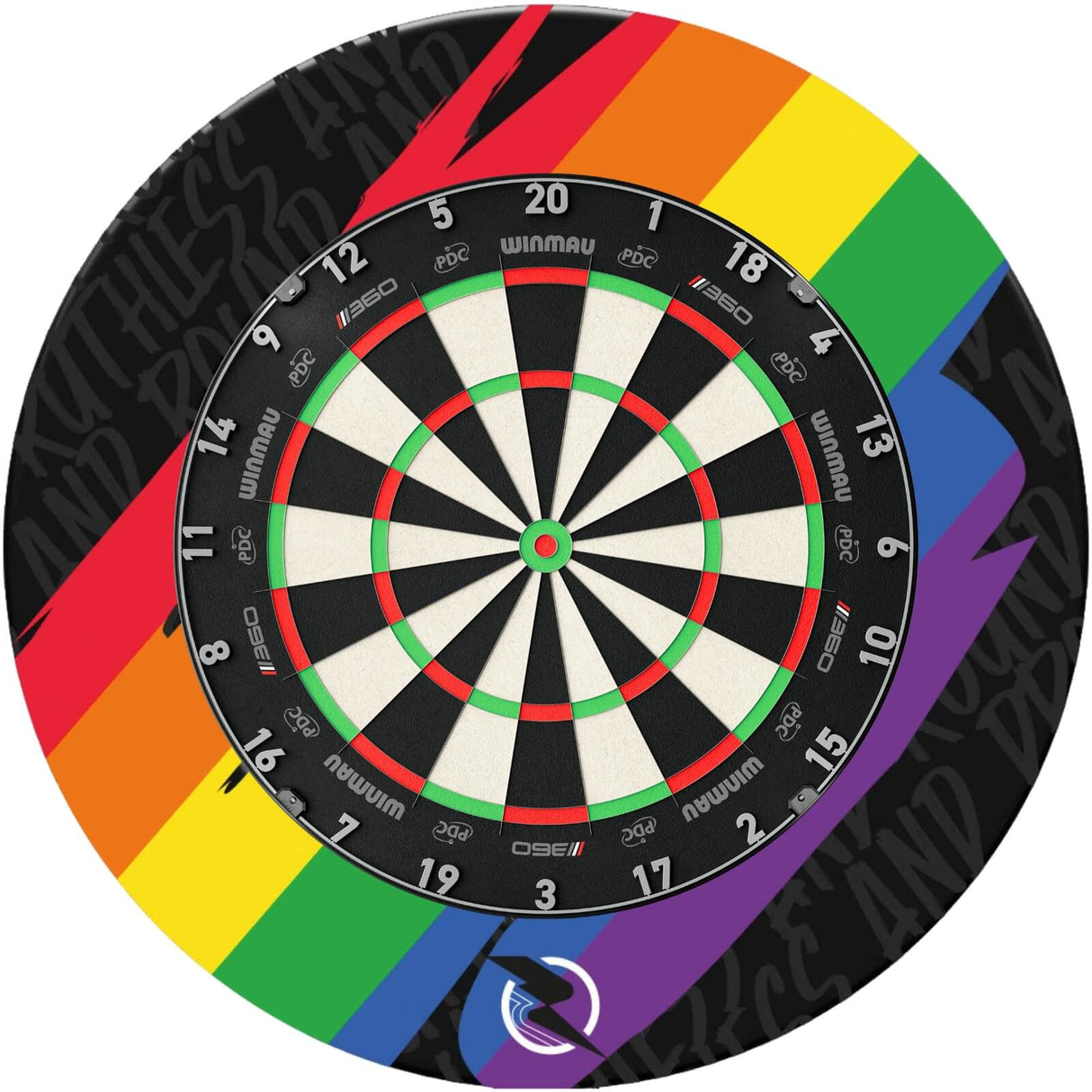 Winmau - Blade 360 Triple Core Dartboard & Pride Surround Bundle -