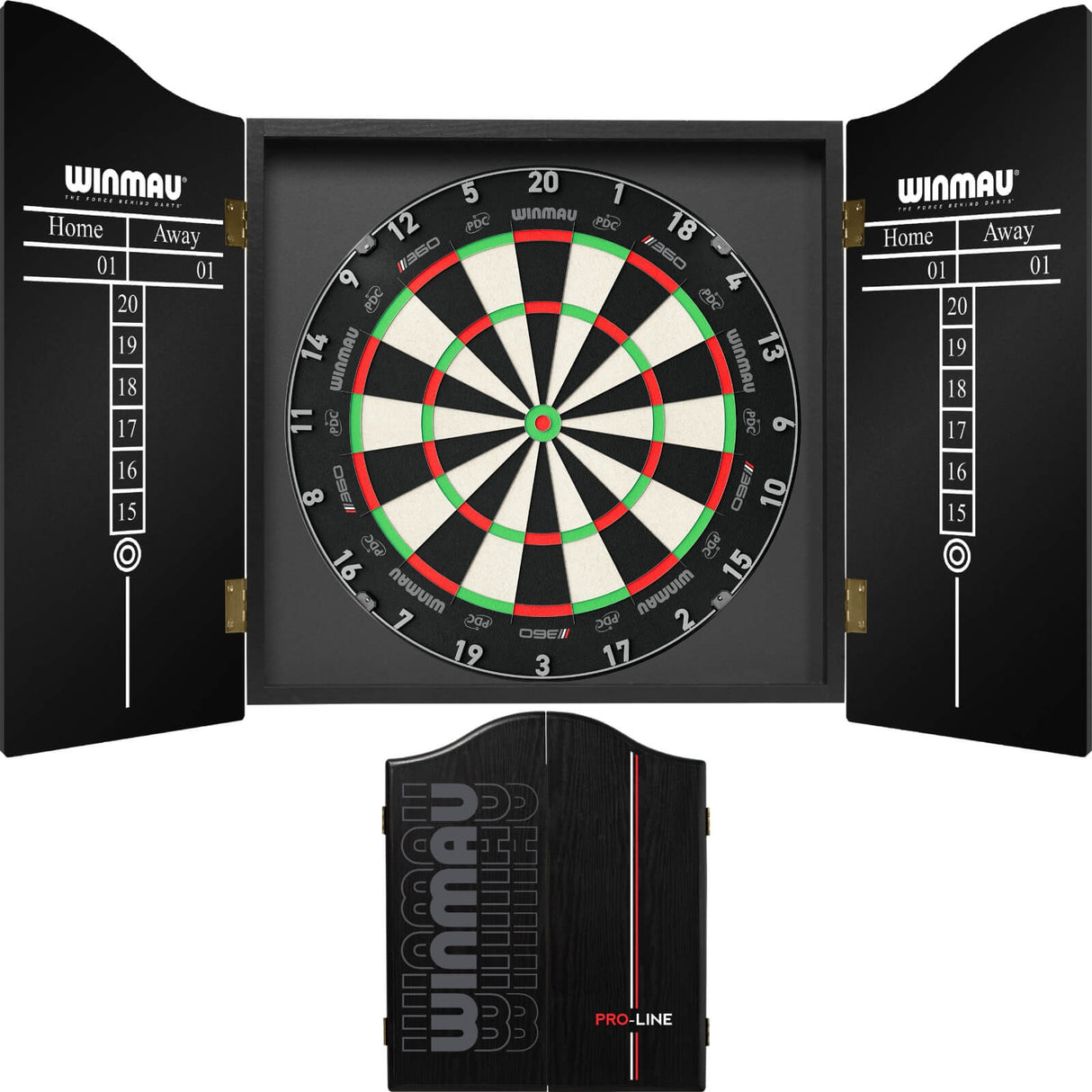 Winmau - Blade 360 Triple Core Dartboard & Pro-Line Cabinet Bundle -