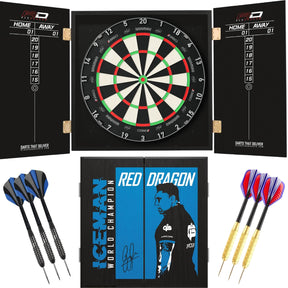 Winmau - Blade 360 Triple Core Dartboard & Player Edition Cabinet Ready to Play Bundle - Gerwyn Price