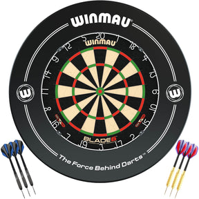 Winmau - Blade 6 Dartboard & Surround Ready to Play Bundle - Black