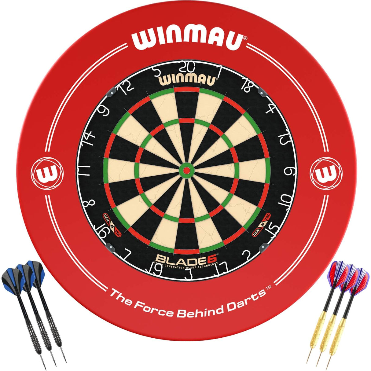 Winmau - Blade 6 Dartboard & Surround Ready to Play Bundle - Red