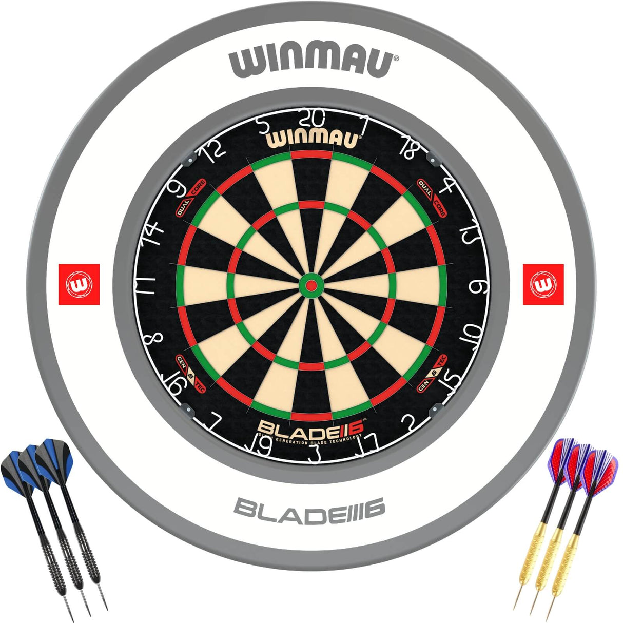 Winmau - Blade 6 Dual Core Dartboard & Surround Ready to Play Bundle - Pro-Line 1.0