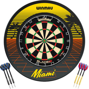 Winmau - Blade 6 Dual Core Dartboard & Surround Ready to Play Bundle - Miami