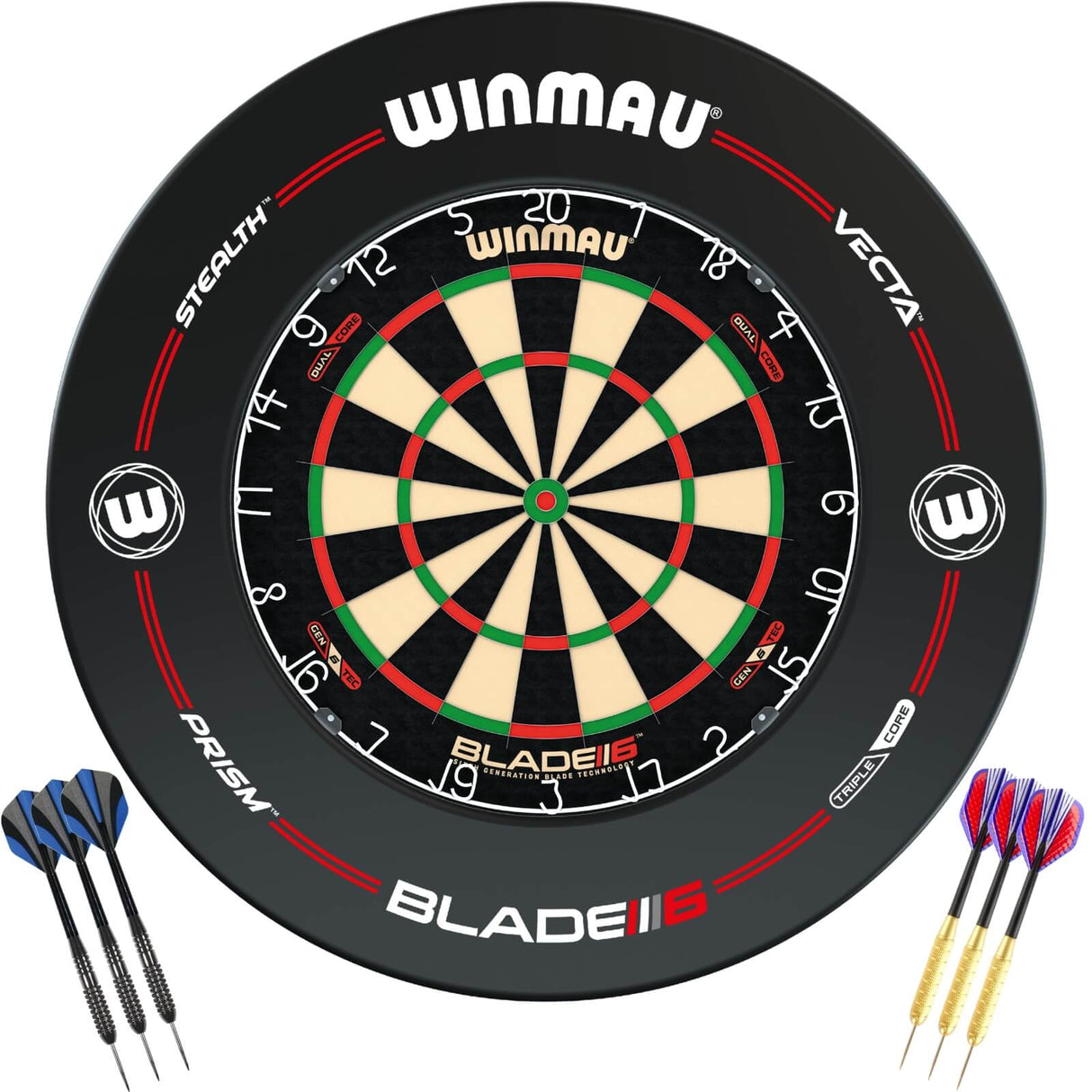 Winmau - Blade 6 Dual Core Dartboard & Surround Ready to Play Bundle - Pro-Line