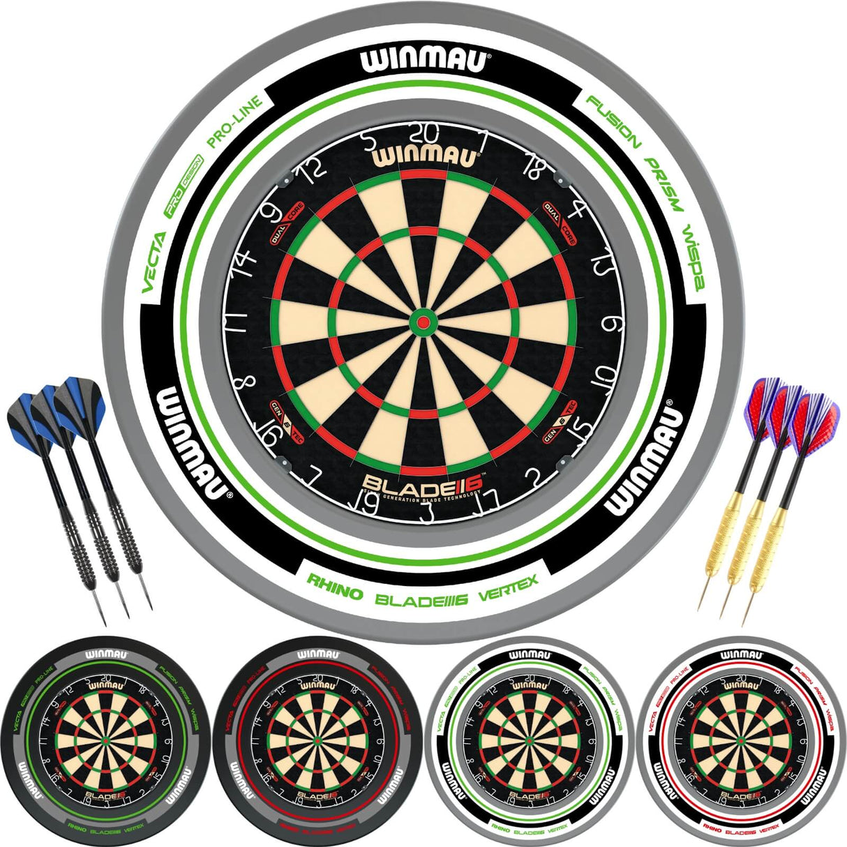 Winmau - Blade 6 Dual Core Dartboard & Advance Surround Ready to Play Bundle -