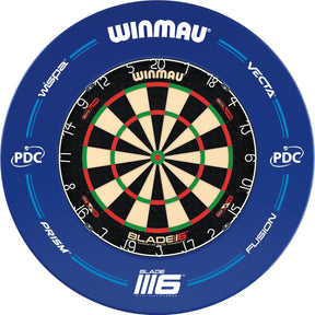 Winmau - Blade 6 Dual Core Dartboard & Blue PDC Surround Bundle -
