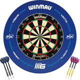 Winmau - Blade 6 Dual Core Dartboard & Blue PDC Surround Ready to Play Bundle -