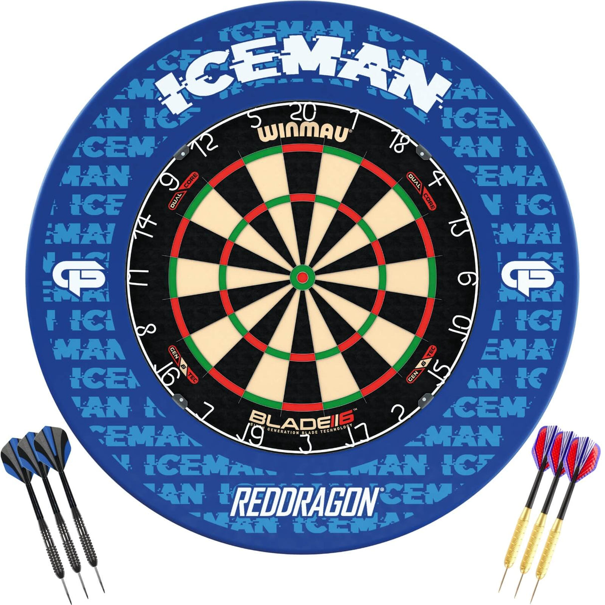 Winmau - Blade 6 Dual Core Dartboard & Player Edition Surround Ready to Play Bundle - Gerwyn Price