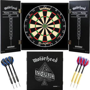 Winmau - Blade 6 Dual Core Dartboard & Motörhead Cabinet Ready to Play Bundle - Ace of Spades