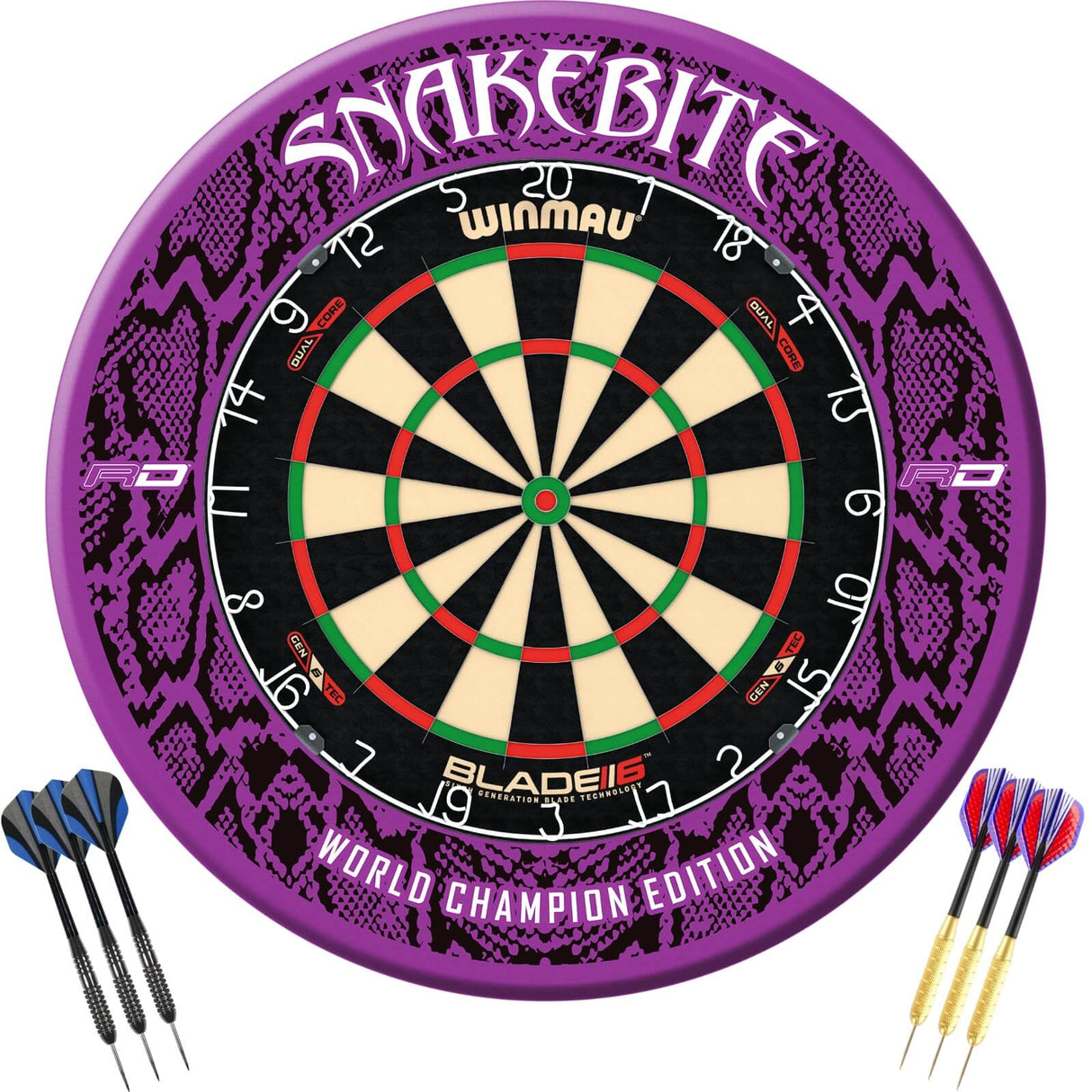 Winmau - Blade 6 Dual Core Dartboard & Player Edition Surround Ready to Play Bundle - Peter Wright