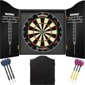 Winmau - Blade 6 Dual Core Dartboard & Cabinet Ready to Play Bundle - Black
